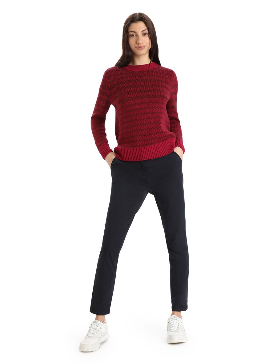 Cherry / Espresso Women's Icebreaker Merino Waypoint Crewe Sweaters | USA 1625EBCX